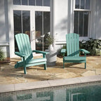 Set di 2 sedie Adirondack in poliresina moderne a doghe larghe resistenti alle intemperie