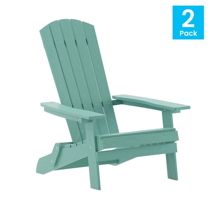 Set di 2 sedie Adirondack in poliresina moderne a doghe larghe resistenti alle intemperie