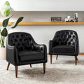 Melisa Classic Poltrona a barilotto in vera pelle con gambe in legno e schienale trapuntato, set da 2 di HULALA HOME