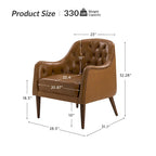 Melisa Classic Poltrona a barilotto in vera pelle con gambe in legno e schienale trapuntato, set da 2 di HULALA HOME
