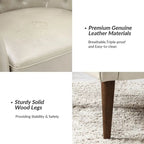 Melisa Classic Poltrona a barilotto in vera pelle con gambe in legno e schienale trapuntato, set da 2 di HULALA HOME