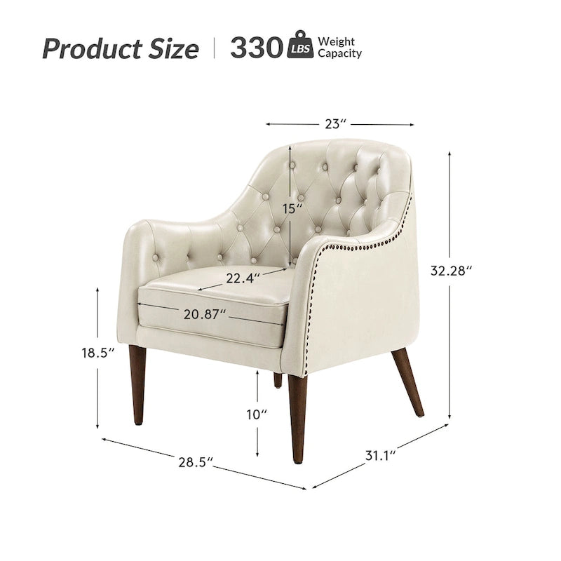 Melisa Classic Poltrona a barilotto in vera pelle con gambe in legno e schienale trapuntato, set da 2 di HULALA HOME