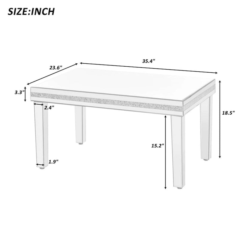 Set di tavolini da caffè in vetro a specchio Merax Modern (Set di 3)