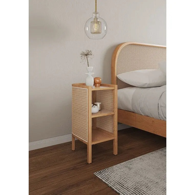 Tavolino Versailles Manhattan Comfort in nero e canna naturale