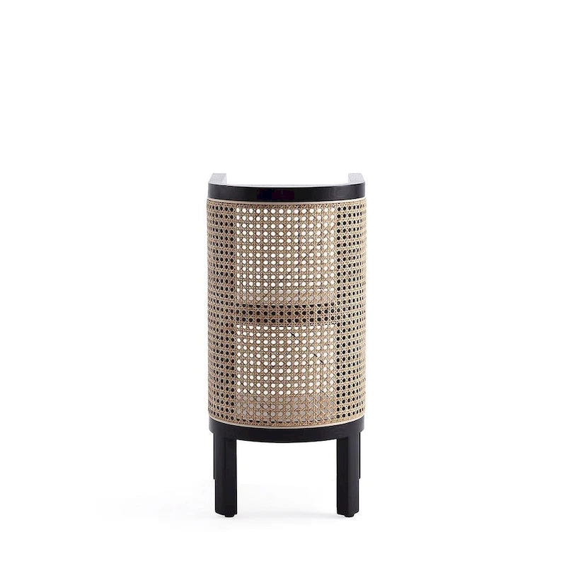 Tavolino Versailles Manhattan Comfort in nero e canna naturale