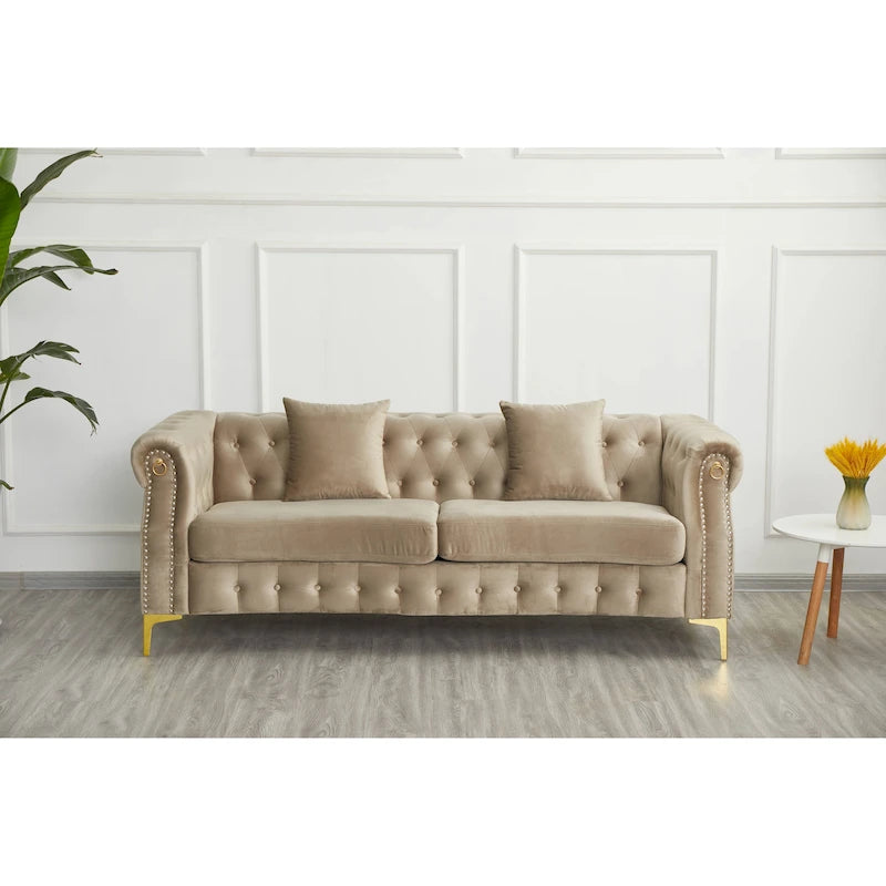 Divano Chesterfield in velluto trapuntato 35P x 85L x 30,3A