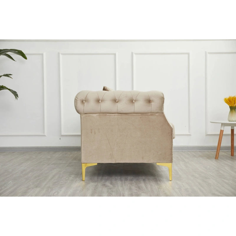 Divano Chesterfield in velluto trapuntato 35P x 85L x 30,3A