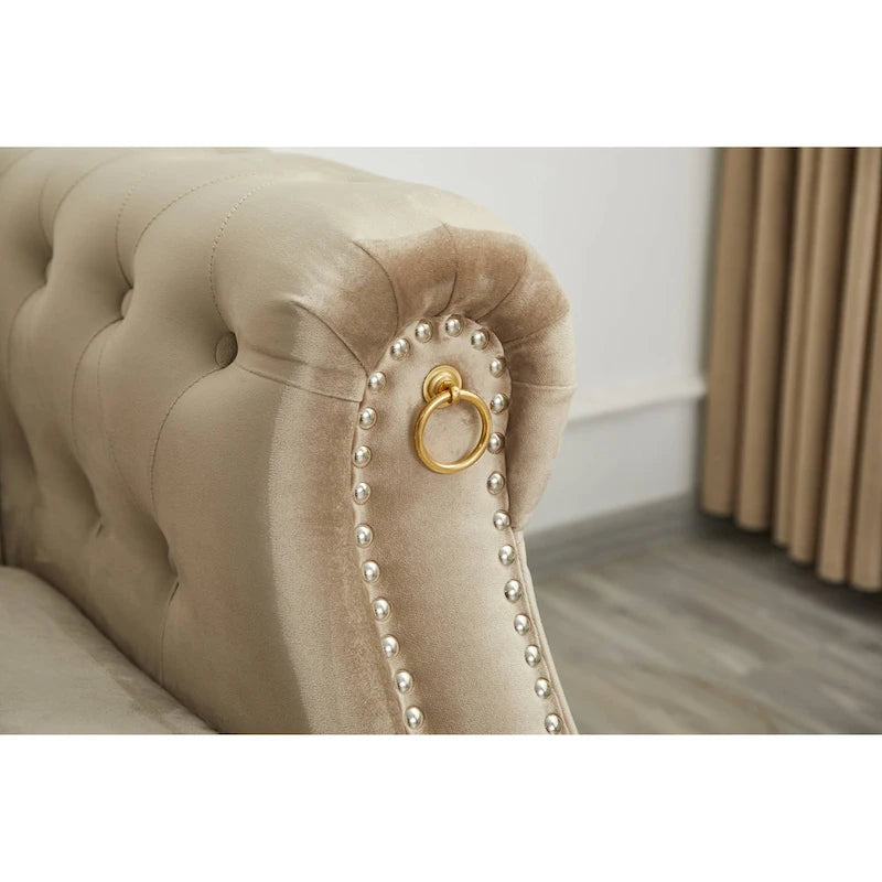Divano Chesterfield in velluto trapuntato 35P x 85L x 30,3A