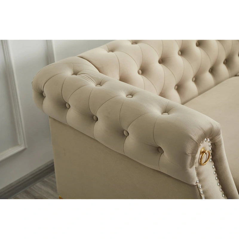 Divano Chesterfield in velluto trapuntato 35P x 85L x 30,3A