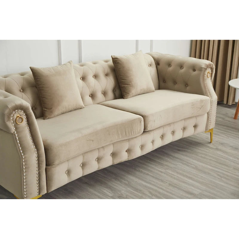 Divano Chesterfield in velluto trapuntato 35P x 85L x 30,3A