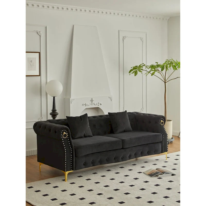 Divano Chesterfield in velluto trapuntato 35P x 85L x 30,3A