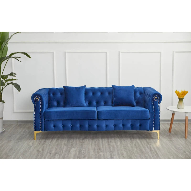 Divano Chesterfield in velluto trapuntato 35P x 85L x 30,3A