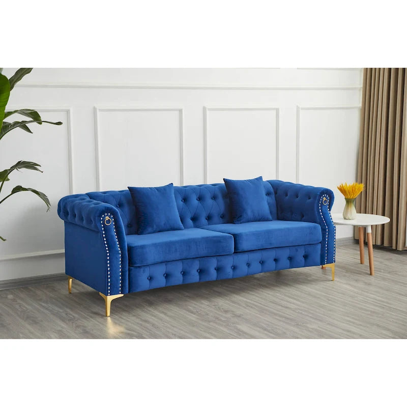 Divano Chesterfield in velluto trapuntato 35P x 85L x 30,3A