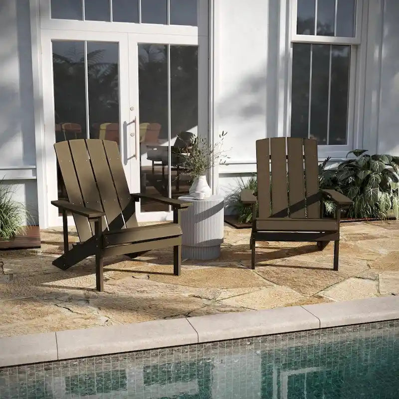 Lot de 2 chaises Adirondack verticales en résine poly tous temps à dossier ajouré