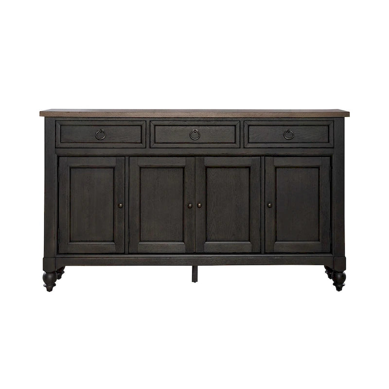 Credenza Americana Farmhouse Nera con Ante a Vetro