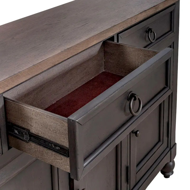 Credenza Americana Farmhouse Nera con Ante a Vetro