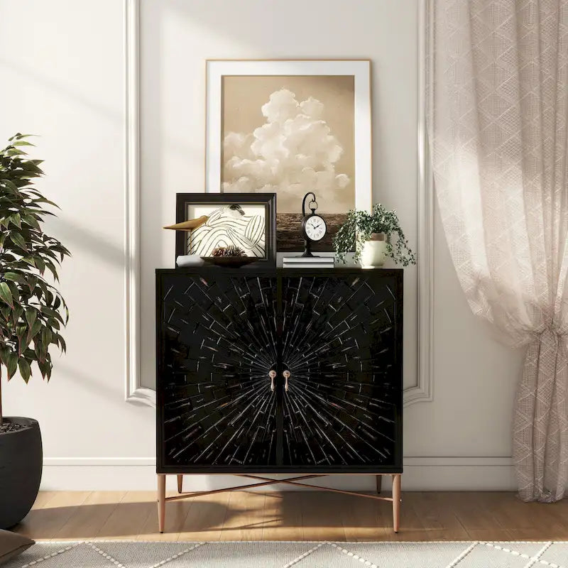 Clihome Buffet en bois vintage 2 portes, meuble d'appoint de rangement