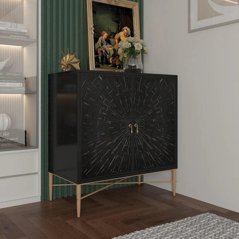 Mobile credenza accentato Clihome a 2 ante in legno vintage