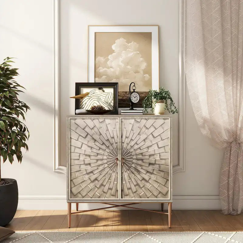 Mobile credenza accentato Clihome a 2 ante in legno vintage