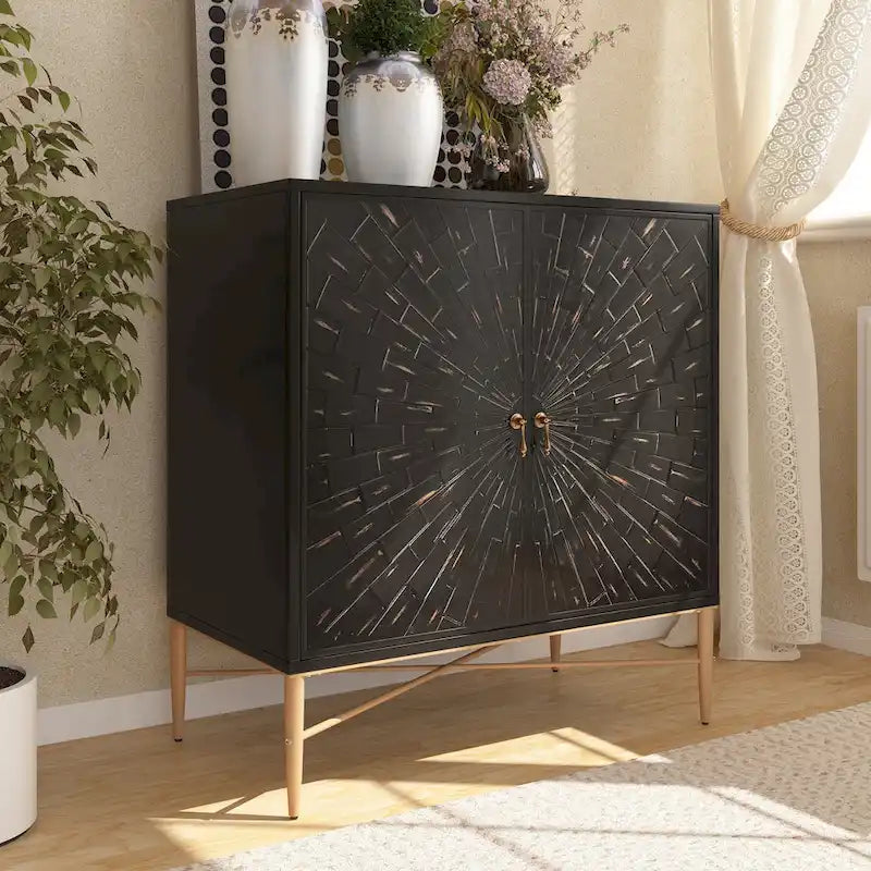 Mobile credenza accentato Clihome a 2 ante in legno vintage