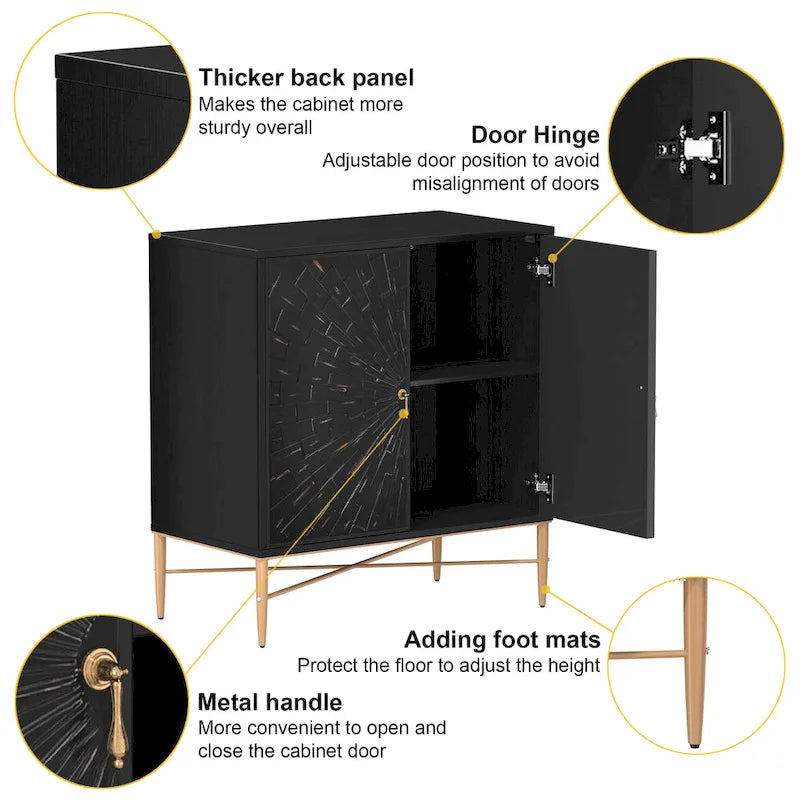 Mobile credenza accentato Clihome a 2 ante in legno vintage