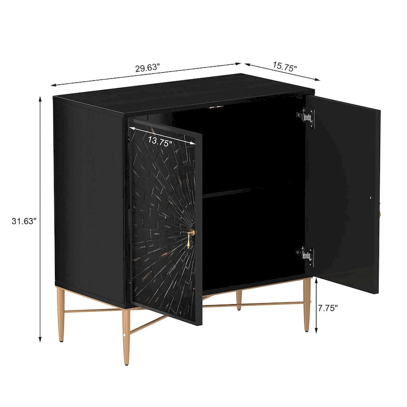 Mobile credenza accentato Clihome a 2 ante in legno vintage