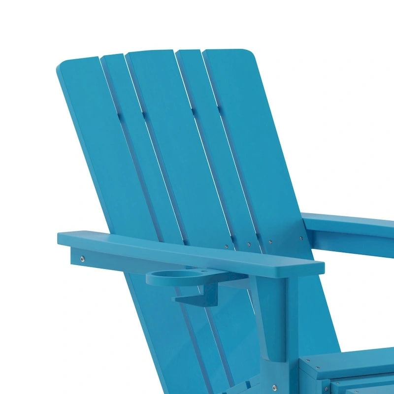 Sedia Adirondack per tutte le stagioni con poggiapiedi estraibile e portabicchieri
