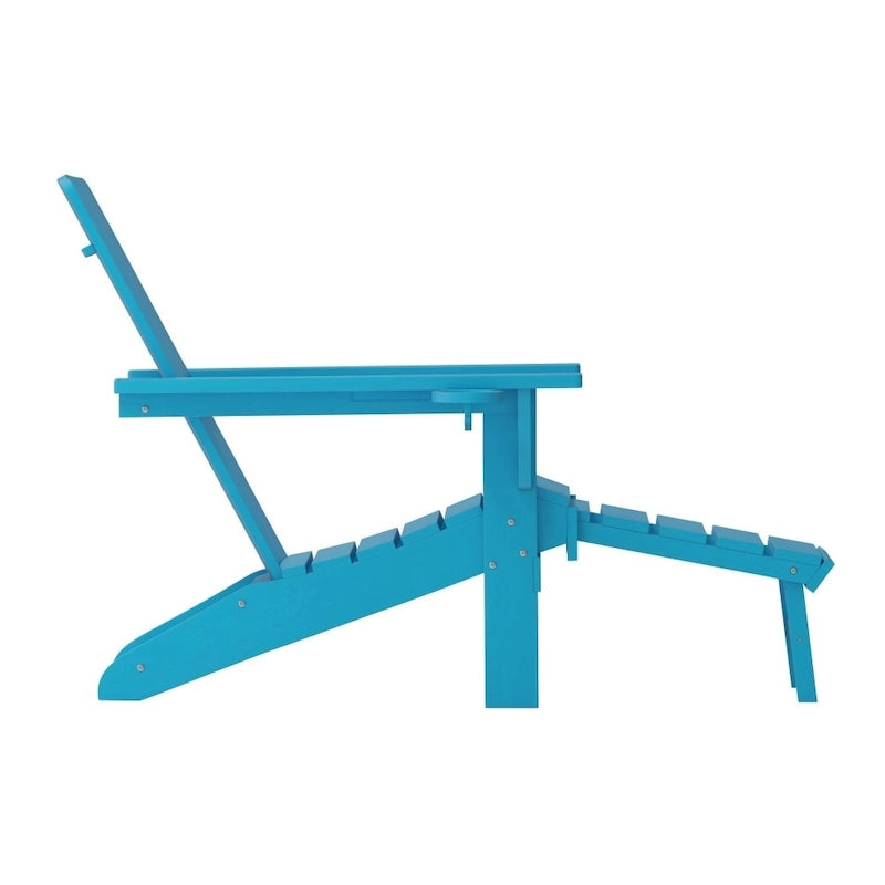 Sedia Adirondack per tutte le stagioni con poggiapiedi estraibile e portabicchieri