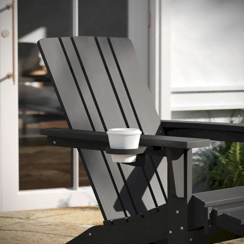 Sedia Adirondack per tutte le stagioni con poggiapiedi estraibile e portabicchieri