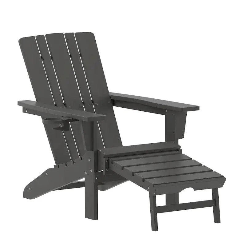 Sedia Adirondack per tutte le stagioni con poggiapiedi estraibile e portabicchieri