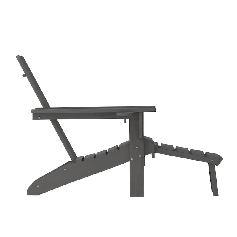 Sedia Adirondack per tutte le stagioni con poggiapiedi estraibile e portabicchieri