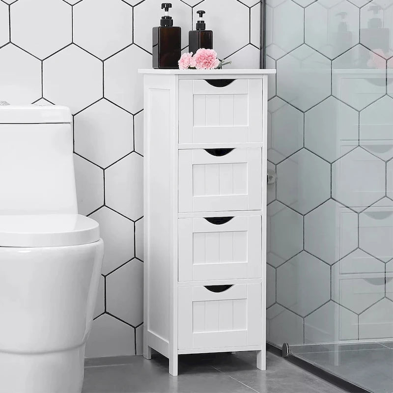 Mobiletto sottile da bagno a 4 cassetti