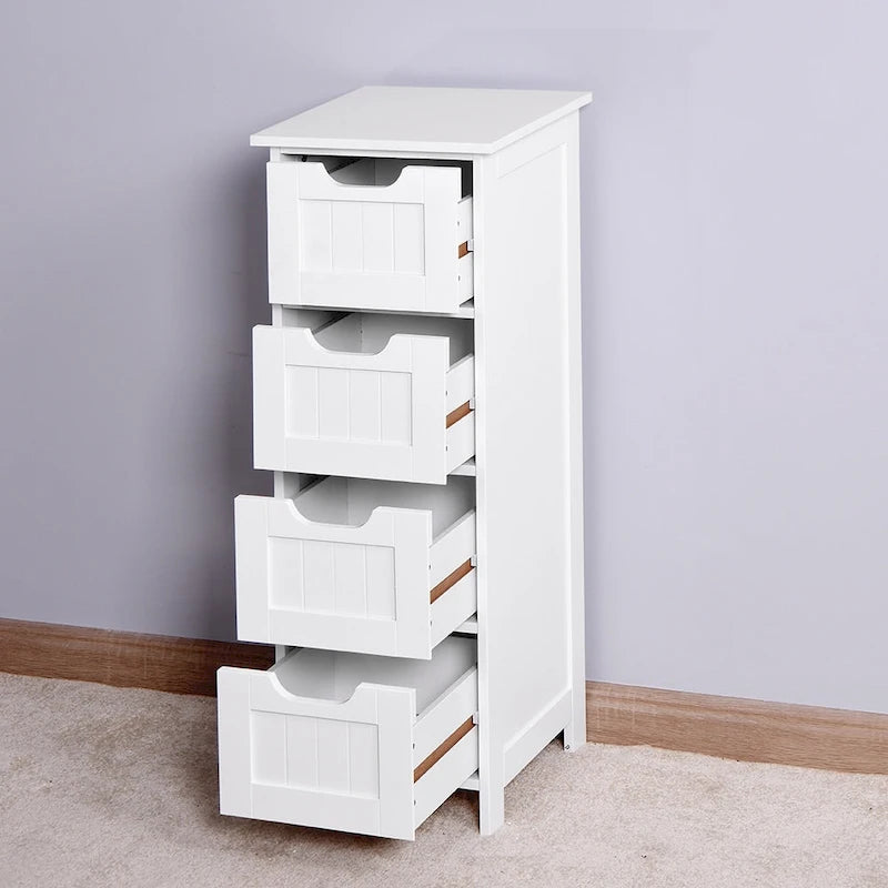 Mobiletto sottile da bagno a 4 cassetti