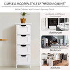 Mobiletto sottile da bagno a 4 cassetti