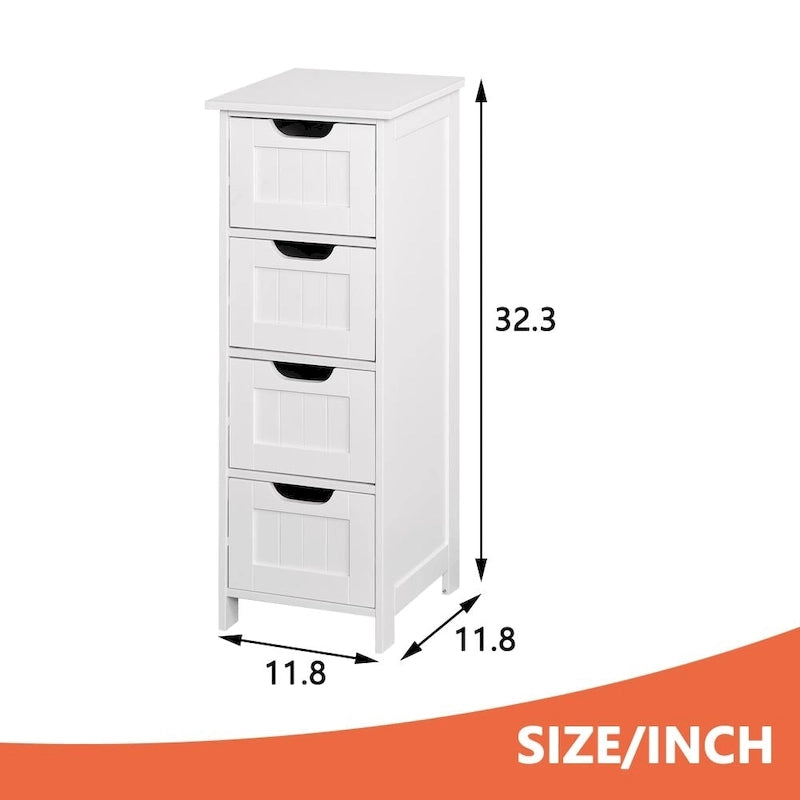 Mobiletto sottile da bagno a 4 cassetti
