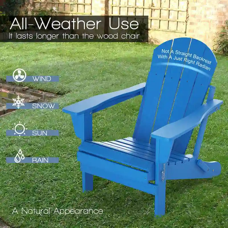 Sedia Adirondack Pieghevole, Sedie da Esterno per Patio in Resina HDPE Resistente a Tutte le Condizioni Atmosferiche per Barbecue e Spiaggia