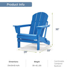Sedia Adirondack Pieghevole, Sedie da Esterno per Patio in Resina HDPE Resistente a Tutte le Condizioni Atmosferiche per Barbecue e Spiaggia