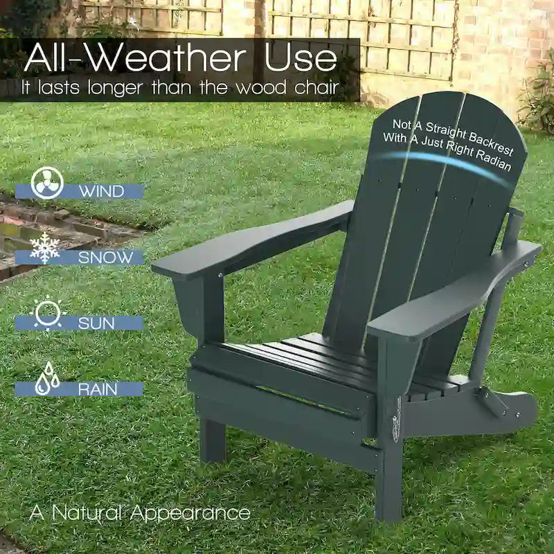 Sedia Adirondack Pieghevole, Sedie da Esterno per Patio in Resina HDPE Resistente a Tutte le Condizioni Atmosferiche per Barbecue e Spiaggia