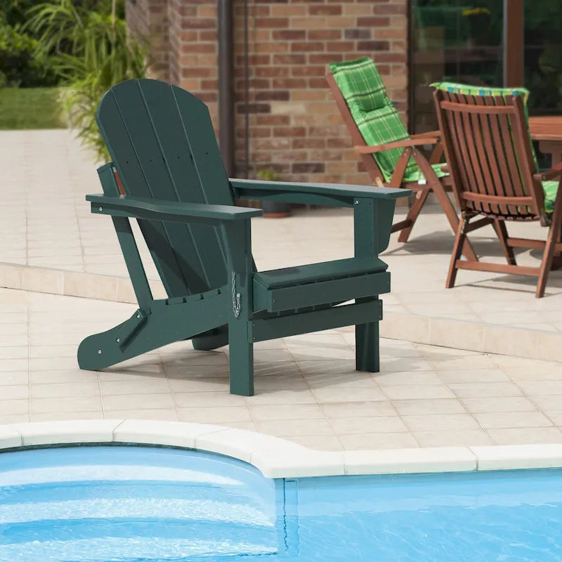 Sedia Adirondack Pieghevole, Sedie da Esterno per Patio in Resina HDPE Resistente a Tutte le Condizioni Atmosferiche per Barbecue e Spiaggia