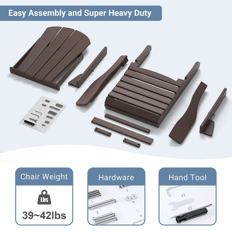Sedia Adirondack Pieghevole, Sedie da Esterno per Patio in Resina HDPE Resistente a Tutte le Condizioni Atmosferiche per Barbecue e Spiaggia