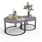 2 tavolini rotondi sovrapponibili Sintered Stone Top Gambe in metallo - 27x16