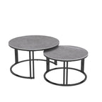 2 tavolini rotondi sovrapponibili Sintered Stone Top Gambe in metallo - 27x16