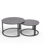 2 tavolini rotondi sovrapponibili Sintered Stone Top Gambe in metallo - 27x16