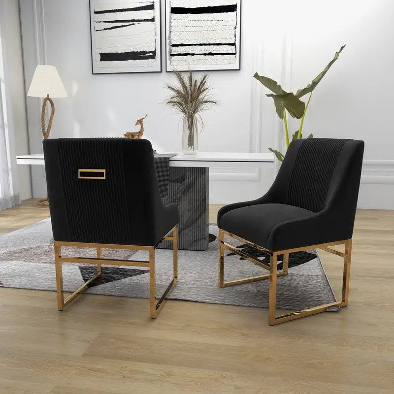 Sedia da pranzo in velluto contemporaneo SEYNAR con gambe in metallo, set da 6