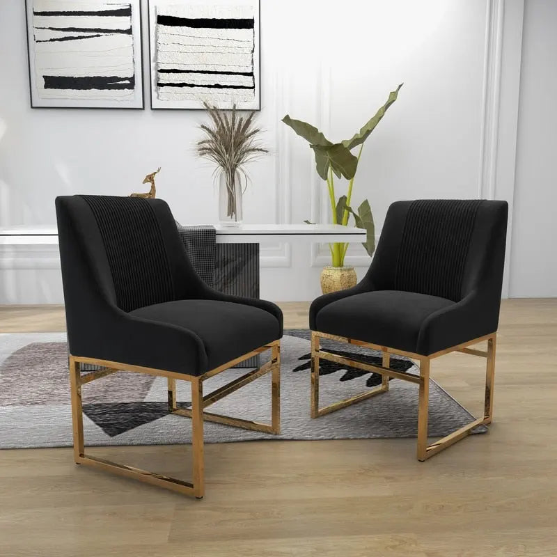 Sedia da pranzo in velluto contemporaneo SEYNAR con gambe in metallo, set da 6