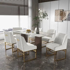 Sedia da pranzo in velluto contemporaneo SEYNAR con gambe in metallo, set da 6