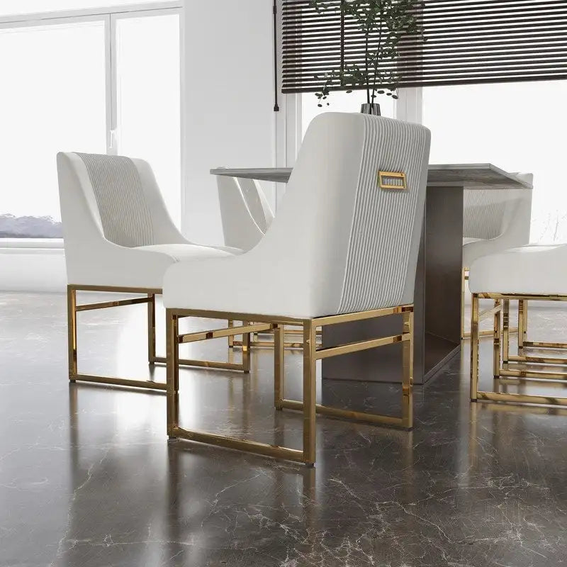 Sedia da pranzo in velluto contemporaneo SEYNAR con gambe in metallo, set da 6