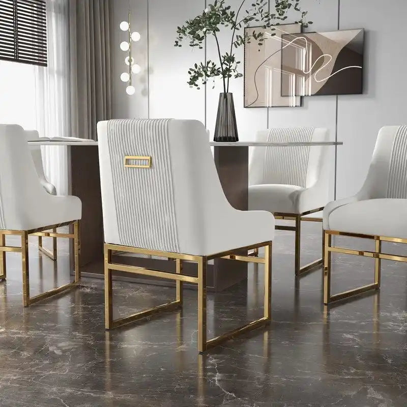 Sedia da pranzo in velluto contemporaneo SEYNAR con gambe in metallo, set da 6