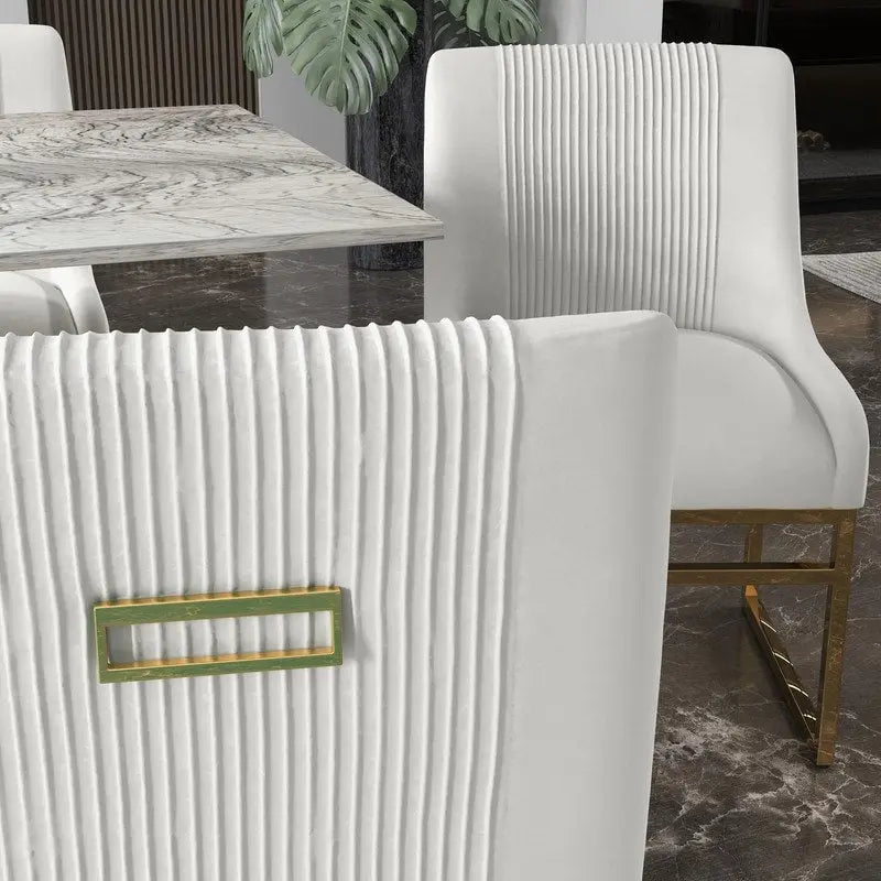Sedia da pranzo in velluto contemporaneo SEYNAR con gambe in metallo, set da 6