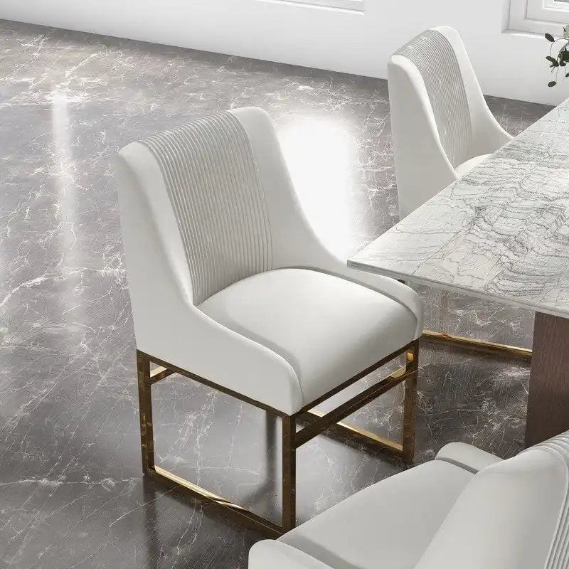 Sedia da pranzo in velluto contemporaneo SEYNAR con gambe in metallo, set da 6
